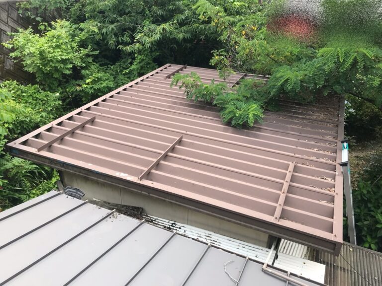 多治見市　トタン屋根塗装　塗り替え　木の伐採　　施工前　プロタイムズ多治見店